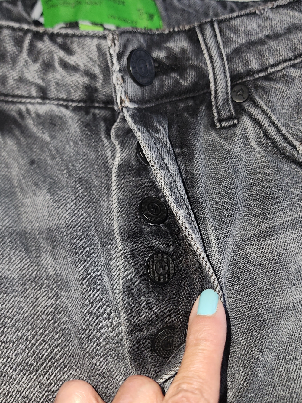 Faded Black Straight-Leg Jeans Distressed Streetwear - Picture 9 of 12